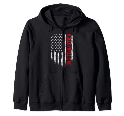Retro Vintage USA American Flag Volleyball Dad Patriotic Zip Hoodie Retro Vintage USA American Flag Volleyball Dad Patriotic Zip Hoodie