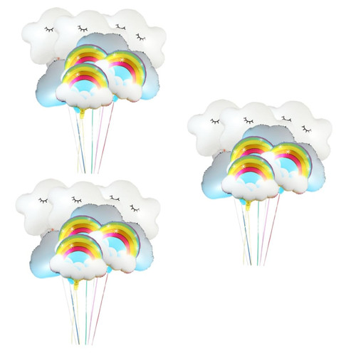 Amosfun 27 Pcs 1 Set Cloud Rainbow Balloon Rainbow Foil Balloons Baby Shower Balloons Cloud Shaped Balloons Rainbow Party Decorations Cloud Balloons Aluminum Film White Clouds Inflatable