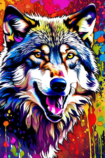 5D DIY Diamond Painting Kit Wolf Full Round Diamond Baffin Island Wolf Adult Art Kit for Beginners Colorful Animals Diamond Painting Diamond Home Office Wall Decoration 16x24inch