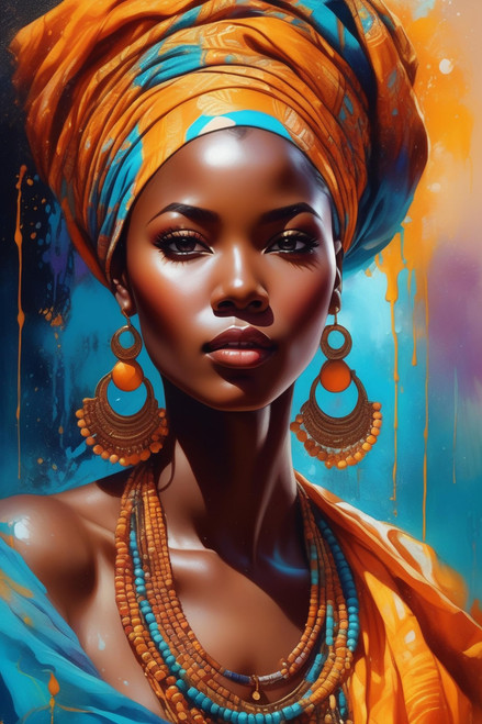 African American Diamond Painting Kits for Adults-Colorful African Women 5D Diamond Art Kits Beginner,Paint with Diamonds Pictures Portrait DIY Gem Painting for Home Wall Decor 16x24inch