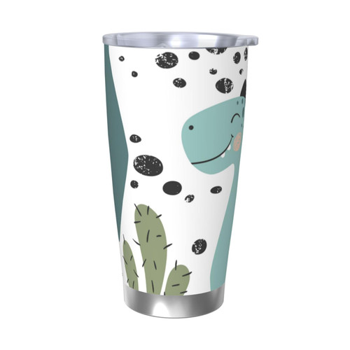 20 oz Tumbler Stainless Steel Insulated Tumbler with Lid Swig Tumbler Cups Reusable Coffee Cup Thermos Water Bottle Insulated Cup Travel Coffee Mug Gifts for Men Women,Dinosaur cactus
