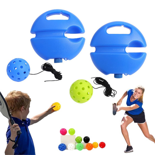 RJDJ Matchbuddy Pickleball Trainer, Match Buddy Pickleball Trainer, Sportastic Pickleball Match Buddy, Pickleball Trainer Ball with String, Rebound Practice Ball with 40 Holes Pickleball (2pcs-A)