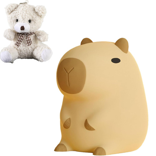 EZGHAR Capybara Night Light, Animal Light for Kids, Lamp for Kids Room, USB Rechargeable Capybara Shape Touch Control Silicone Lamp for Bedroom, Living Room, and Bedside (1PC)