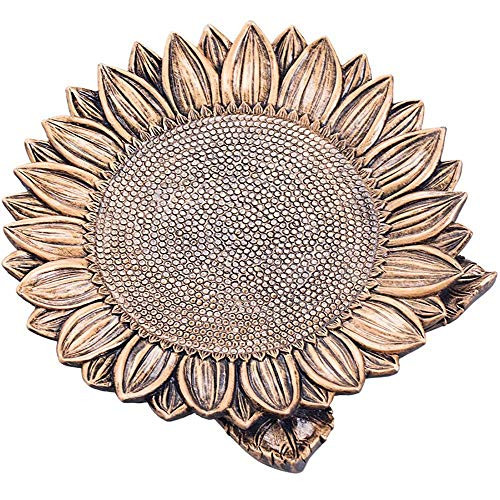 Jewelry Trinket Dish Tray, Bronze Resin Cactus Sunflower Jewelry Storage Dish Snack Cake Plates Ring Earrings Tray Decoration Crafts Gifts Home Decor | Sunflower