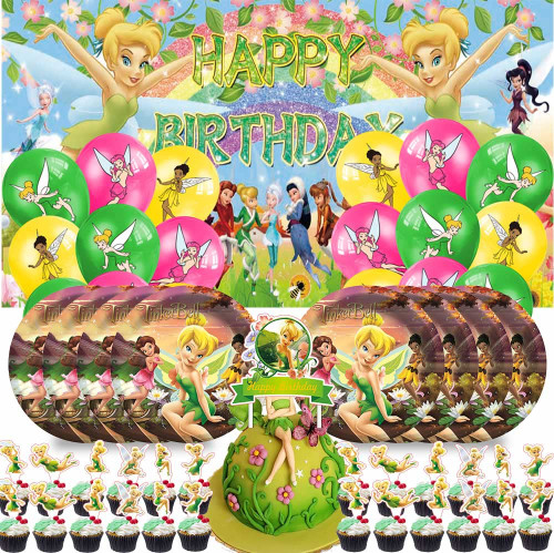 TinkerBell Party Supplies Plates Decorations Birthday Cake Topper Banner Decor Backdrop Balloons