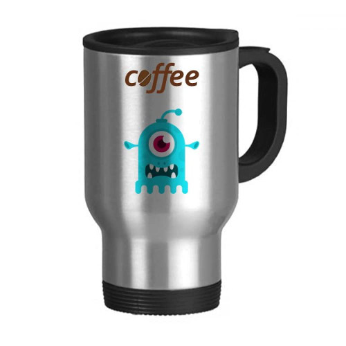 Universe And Alien Blue Cyclops Alien Mug Flip Lid Stainless Steel Cup Car Thermos Drinkware