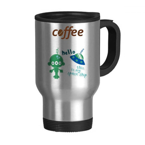 Universe And Alien Hello Alien Mug Flip Lid Stainless Steel Cup Car Thermos Drinkware
