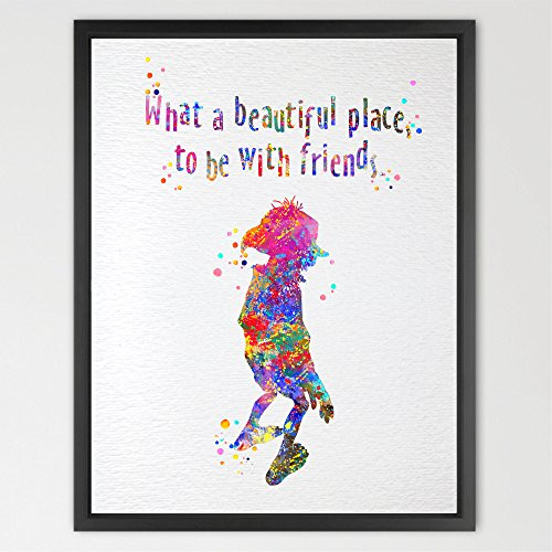 Dignovel Studios 8X10 What A Beautiful Place To Be With Friends Watercolor illustration Art Print Friendship Quotes Nursery decor Kids Art N082