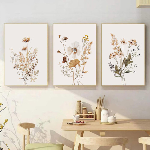 Botanical Floral Prints Farmhouse Wildflowers Wall Art Watercolor Floral Pictures Farmhouse Plants Wall Art Wild Flowers Posters Botanical Nature Wall Art Modern Botanical Prints 16x24inchx3 Frameless