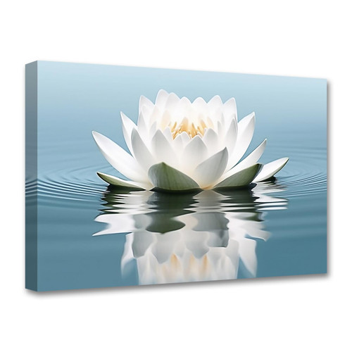 LZIMU Zen Canvas Wall Art White Lotus Flower Bloom in Water Picture Prints Teal Blue Artwork Bathroom Decor Framed for Yoga Spa Meditation Room (Zen-3, 12"x18") LZIMU Zen Canvas Wall Art White Lotus Flower Bloom in Water Picture Prints Teal Blue Artwork Bathroom Decor Framed for Yoga Spa Meditation Room (Zen-3, 12"x18")