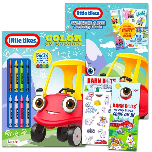 Game Party Little Tikes Coloring Book Bundle - Little Tikes Activity Book with Stickers and Posters, Little Tikes Color by Numbers Plus More for Toddlers