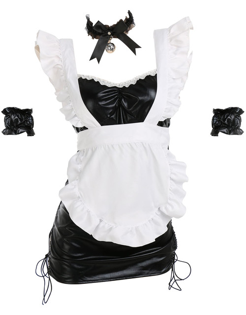MEOWCOS Women's Maid Dress Anime Cosplay French Apron Maid Dress Costume Ladies Maid Apron Fancy Dress Cosplay Costume