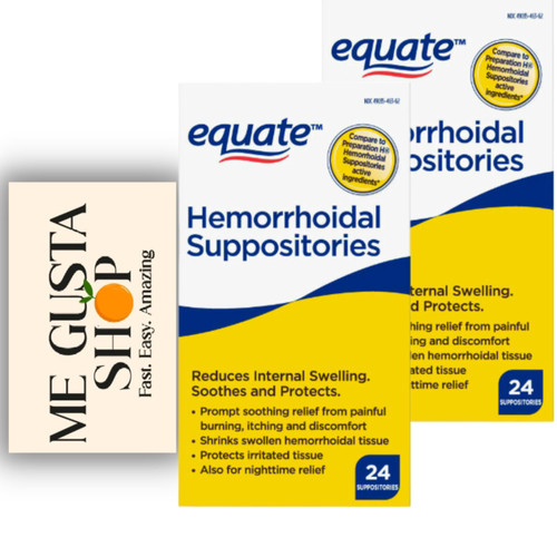 Equate Hemorrhoidal Suppositories 24 Ct (Pack of 02) 48 Total + Me Gustas Sticker