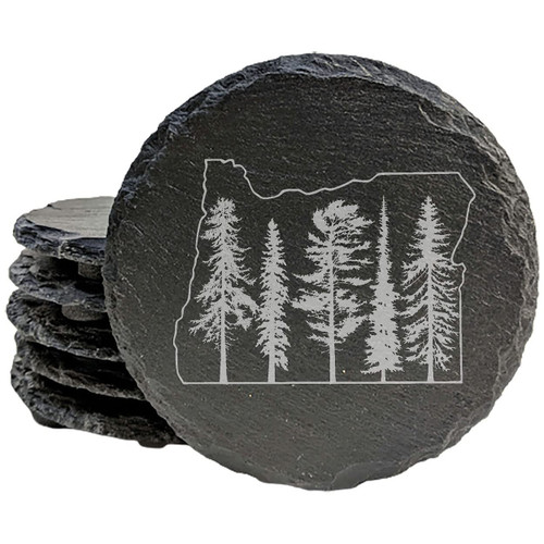 Oregon Coasters - Round Slate - set of 4