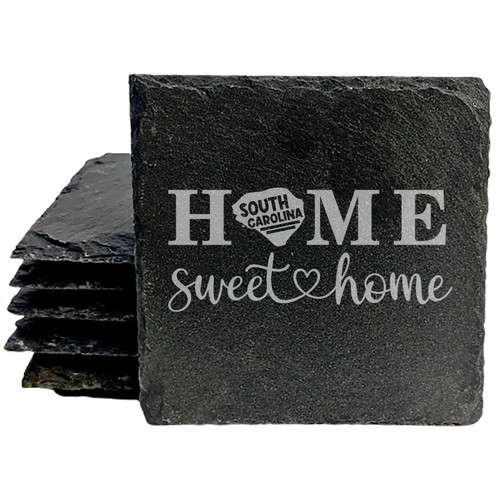 South Carolina Home Sweet Home Coasters - Square Slate - set of 4