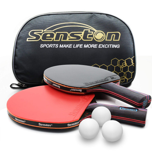 Senston Professional Table Tennis Paddles with Ping Pong Balls, Advance Intermediate Ping Pong Paddles Set of 2, Table Tennis Racket with Balls and Carry Case