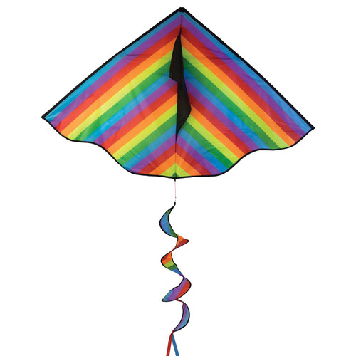In the Breeze Rainbow Stripe Delta Kite 72" Spinning Tail 3329