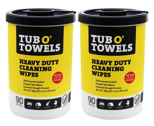 Tub O Towels TW90-2 Heavy-Duty Multi-Surface Cleaning Wipes, Citrus, 10 X 12 Inch, 2 Count Tub O Towels TW90-2 Heavy-Duty Multi-Surface Cleaning Wipes, Citrus, 10 X 12 Inch, 2 Count