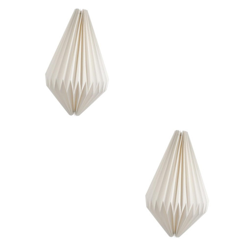 Veemoon 2 Pcs Folding Origami Lantern Foldable Paper Lampshade Paper Lanterns with Lights Paper Lamp Shade Hanging Paper Lampshade Large Lamp Shade Lantern Shade Ornament Round White