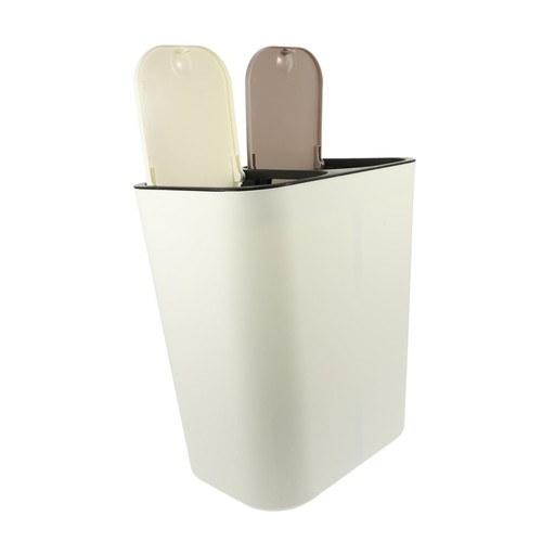 HOOTNEE Plastic Trash can trashcan Bins Plastic containers Trash can with lid Dual bin Trash can Bedside Trash can Bathroom Trash can Waste bin pp Wet and Dry Separation Pedal