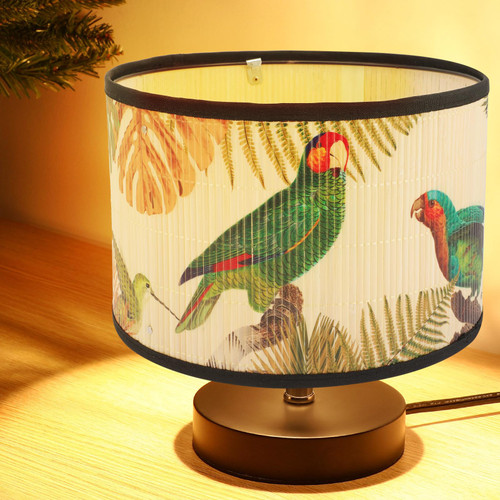 OSALADI Rattan lampshade Vintage Lamp Shade Pendant Fixture Lampshade Bird Design Chandeliers Floor Light and Table Lamp Shades for Home Decor