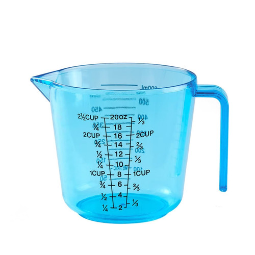 Typutomi 20OZ Plastic Measuring Cup, Stackable Clear Measuring Jug Graduated Liquid Cup for Cooking, Baking,Lab(Blue,600ML)