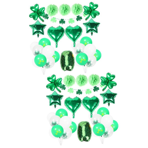VICASKY 2 Sets Decorative Balloon Kit Patrick Shamrock Balloon Balloon St Patricks Day Balloons Green Party Supplies Patrick Balloon Patrick Accessories Banner Ireland Aluminum