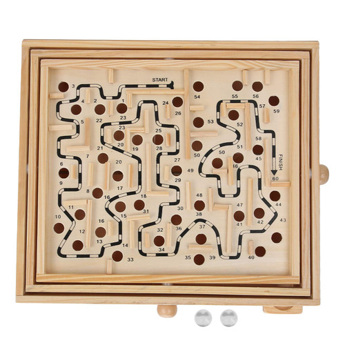 BVCED Wooden Ball Maze Game, Wooden Maze Game with Two Steel Marbles, Wooden Ball Game Disentanglement Puzzles Labyrinth Puzzle Toy Puzzle Game Games Large Wooden Labyrinth for Dementia Adults Kids