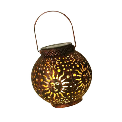 BESPORTBLE Solar Lantern Garden Projection Lamp Solar Powered Hollow Lantern Yard Solar Lamp Solar Projection Lamp Solar Hanging Light Lampara Solar para Exterior Wrought Iron Moon Spotlights