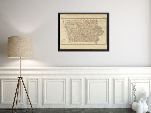 1878 Map Iowa State of Iowa Relief Shown by hachures. Shows Drainage, County Boundaries, Railroads,|Vintage Fine Art Reproduction|Ready to Frame 1878 Map Iowa State of Iowa Relief Shown by hachures. Shows Drainage, County Boundaries, Railroads,|Vintage Fine Art Reproduction|Ready to Frame