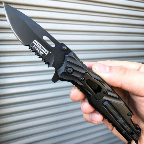 7.75" Defender Spring Assisted Folding Tactical Pocket Stainless Steel Blade Knife Multi-Tool