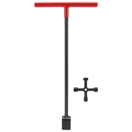 Fdit Water Meter Key, Multifunction T Handle Curb Key With 4 Way Utility Tool Utility Key for Valves Faucets for Curb Main Water Shutoff Valve(3#)