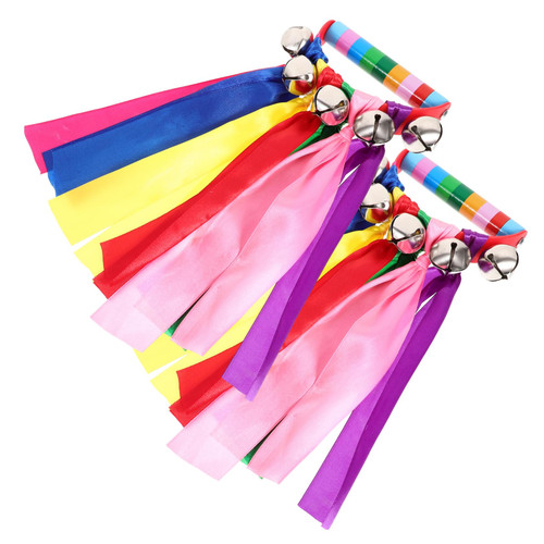 SUPVOX 6 Pcs Percussion Tambourine Small Tambourines Shaker Musical Instruments Shaking Jingle Bell Jingles Hand Bells Handheld Tambourines Party Tambourine Metal Pupils Ribbon Portable