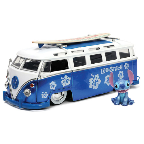 Jada Toys Disney Lilo & Stitch 1:24 Volkswagen T1 Bus Die-cast Car with Stitch Figure, Toys for Kids and Adults, Blue Jada Toys Disney Lilo & Stitch 1:24 Volkswagen T1 Bus Die-cast Car with Stitch Figure, Toys for Kids and Adults, Blue