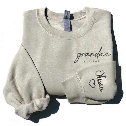 GODMERCH Custom Embroidered Grandma Sweatshirt, Grandma Sweater, Personalized Grandma Sweatshirts For Women, Grandma Birthday Gifts, Grandma Gifts From Grandchildren, Grandma Gifts