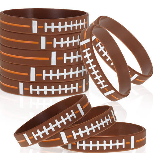 10 Pcs Football Silicone Bracelets Stretch Football Themed Party Supplies Birthday Rubber Wristbands Bracelets Soft Rubber Bracelets for Adults Party Supplies Favors Gifts