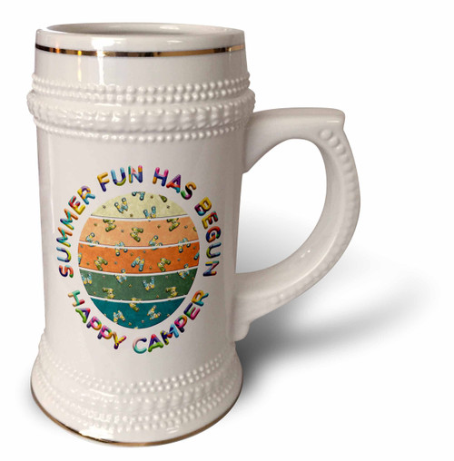 3dRose Summer Fun Has Begun. Images of binoculars to explore the... - 22oz Stein Mug (stn-362458-1)