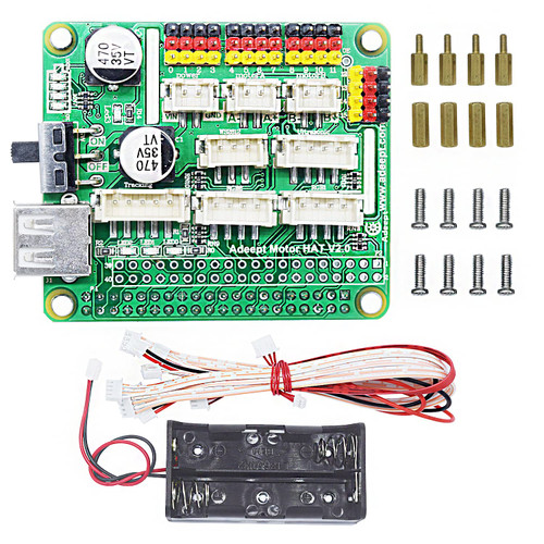 Adeept Motor HAT Kit for Raspberry Pi 4 Model B 3B+ 3B 2B B+, Smart Robot Car Driver, Robot Expansion Board, L298P DC Motor Drive, PCA9685 16 Channel 12-Bit PWM Servo Motor Driver
