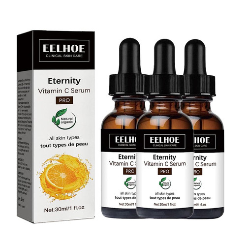 3PCS EELHOE Eternity Vitamin C Serum, Eelhoe Collagen Boost Anti-Aging Serum Vitamin C, Eelhoe Dark Spot Corrector Daily Face Serum, Vitamin C Serum for Face with Hyaluronic Acid(30ml)