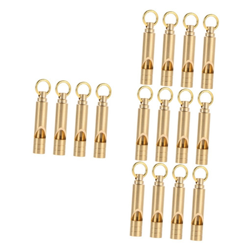 NOLITOY 16 Pcs Vintage Brass Whistle Gold Whistle Emergency Whistle Camping Whistles with Lanyard Dog Whistle Guide Whistle Keychain Kids Blower Toy Lifeguard Whistle Sports Handbag Child