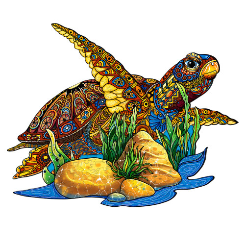 WOODBESTS Wooden Jigsaw Puzzles for Adults, Sea Turtle Puzzle with Beautiful Gift Package, Wooden Animal Puzzle, Unique Shaped Pieces, Best Gifts for Adults and Kids Family Game (M-11.7x9.3in-177pcs)