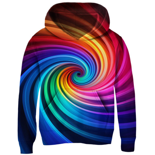 Idgreatim Teens Fashion Hoodies with Pocket Girls Rainbow Colorful Circle Striped Hooded Sweatshirt Juniors 3D Tie Dye Print Spring Fall Outfits Young Boys School Loose Sports Pullover Size 14-16T