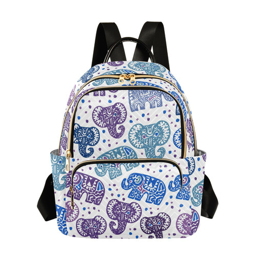 ALAZA Mini Backpack Purse for Women Lightweight Girls Small Size Indian Elephant School Teens College Traveling