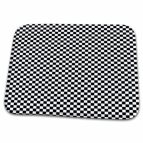 3dRose Florene Geometric - Black n White Checkerboard - Dish Drying Mats (ddm-53233-1)