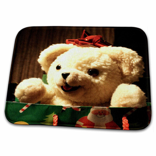 3dRose Christmas Teddy Bear Closeup - Bathroom Bath Rug Mats (rug-61915-1)
