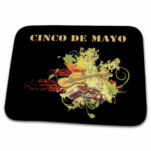 3dRose Cinco de Mayo Maracas, Guitar, Bongos, Musical Notes... - Dish Drying Mats (ddm-244237-1)