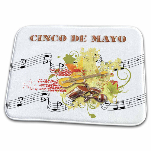 3dRose Cinco de Mayo Maracas, Guitar, Bongos, Musical Notes... - Dish Drying Mats (ddm-244234-1)