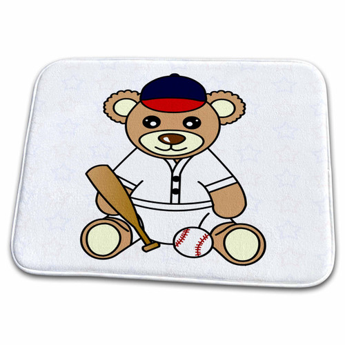 3dRose Cute Baseball Player Teddy Bear Boy - Bathroom Bath Rug Mats (rug-15396-1)