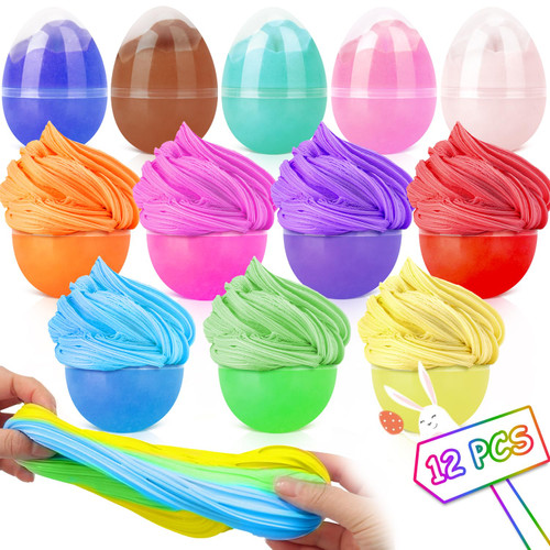 Enrosa Easter Basket Stuffers, Slime Easter Egg Fillers, 12 Pack Butter Slime Kit Easter Eggs Toys for Teen, Easter Egg Hunt, Easter Basket Fillers Party Favors for Boys and Girls