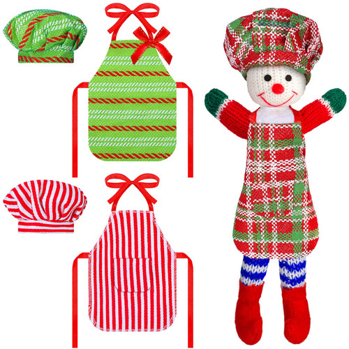 3 Set Elf Doll Baker Outfit Doll Baking Accessories Set Including Apron Hat Christmas Accessory for Elf Doll Decorations, 6 Pieces
